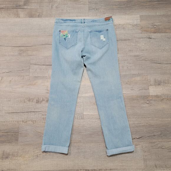 Sundance Magnolia Patchwork Embroidered Straight Leg Jeans Size 31 Boho Cottage - Picture 2 of 14